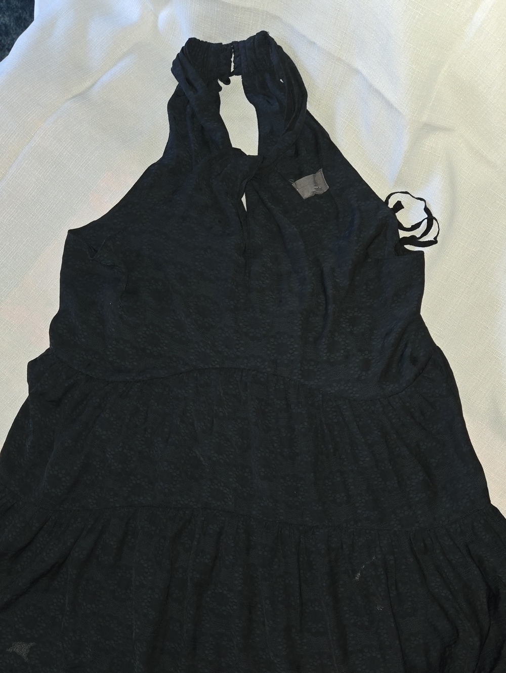 Anthropologie Black Textured Halter Maxi Dress